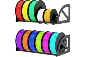 Raweao 3D Printer Filament Storage Rack, Pack of 2 Wall Mounted Metal Filament Spool Holder for 12 Rolls, Wall Shelf for 3D Filament Storage for Home,Office,Workshop