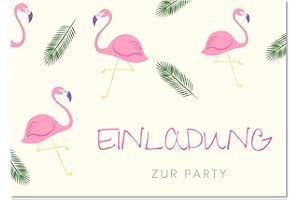 Gentle North 15 x Flamingo Einladungskarten Geburtstag Kinder - Größe A6 - Coole Einladung zum Kindergeburtstag für Mädchen und Jungen - Witzige Einladungskarte