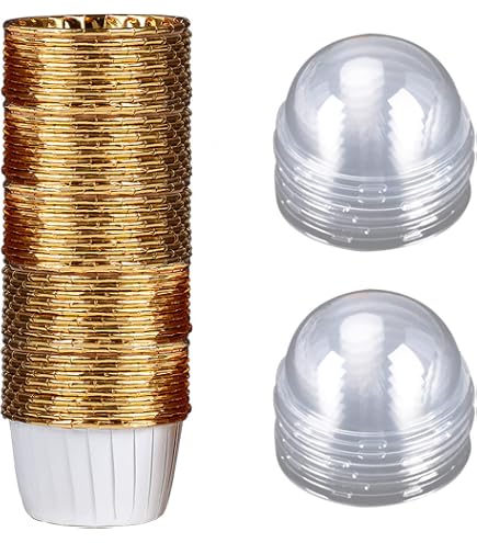 50 Caissettes Cupcakes Aluminium Avec Couvercles - Mini Moules Carrés Rose Et Or Pour Pâtisserie Fête