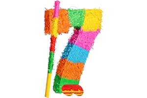 Fax Potato - Pinatas Nummer 7 Karton Pinata, Stick Und Augenbinde - W35cm X D7.5cm X H50cm - Multi