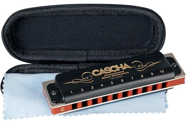 Cascha Harmonica en do majeur Débutant & Avancé, Harmonica diatonique 10 trous de haute qualité, superbe son, Rangement & entretien idéals avec étui souple & chiffon de soin Blues Harmonica