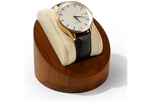 Oirlv Elegant Wooden Watch Stand with Removable Microfiber Cushion Compact Watch Holder for Display & Storage, Ideal for Father’s Day & Christmas (8.5 x 8.5 x 6.2 cm)