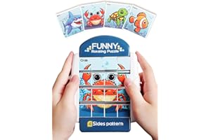 Fullware 3d Rotating Puzzles for 2 3 4 5 6 Year Olds-4 Jigsaw Puzzles in 1-Travel Activity Toys for Toddlers on Plane, in Car- Montessori Puzzle Game-Birthday Gift for Boys & Girl (Marine Life)