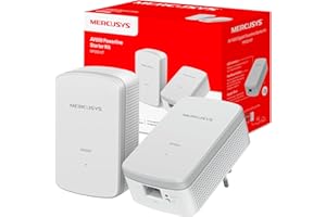 MERCUSYS MP300 Kit – Kit Powerline AV600, hasta 600 Mbps por Red eléctrica, Alcance de 300 m, Puerto Ethernet 10/100 Mbps, Plug and Play, Ahorro de energía hasta 85 %