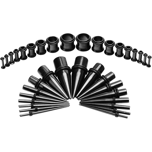 Kit Dilatatori Orecchio In Acrilico - 8 Paia, 6-20 Mm, Nero E Bianco, Per Piercing