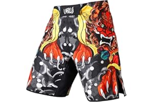 LAFROI Męskie spodenki bokserskie MMA do treningu krzyżowego bokserki odzież bojowa ze sznurkiem i kieszenią - QJK01