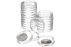 QUARKZMAN 20 stycken 33 mm silver dollar mynthållare myntkapsel skydd | Plast, rund myntsamlingsbehållare, akryl klar, för silvermyntskydd, eller NFC-etikett