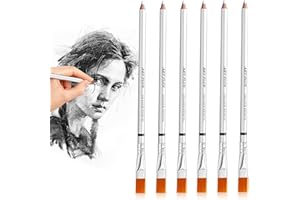 UICCVOKK Eraser Pencils for Artists Pencil Rubber, Eraser Pencil with Brush, Rubbers Erasers Wooden Sketch Eraser Pen Eraser Pencil for Sketching Charcoal Sketch Drawings (6)