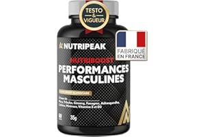 NUTRIPEAK TESTOSTERONE HOMME Concentré pour Performance Masculine | Action COMPLÈTE - 100% Naturel | Tribulus terrestris - Ashwagandha - Fenugrec - Ginseng & Zinc caféiné | Fabriqué en France