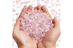 SKOOLOVE 0.9 Lb Fluorite Crystal Chips Stone, 0.2-0.3 Inches Natural Fluorite Tumbled Chips Stones, Fish Tank Gravel, Gravel Mulch for Indoor Plants (Rose Quartz Crystals)