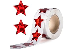 Dalababa 500 Pcs Star Stickers, Self Adhesive Sparkly Reward Stickers, 2.5cm Shiny Motivational Stickers for Children Teacher Party - Red