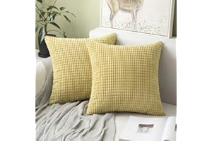 MIULEE Set Kord Velluto Soft Granuli Solid Decorativa Piazza Gettare Federe Set Cuscino per Divano Letto20 X 20 Pollici 50 X 50 cm Poliestere e Misto Poliestere Giallo