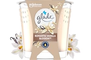 Glade Bougie Vegan Parfum Infusé Huiles Essentielles - Nouvelle Formule Sans Huile De Palme - Romantic Vanilla Blossom - 1 Bougie
