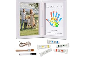 Nabance Kit Impronte Mani Famiglia 4 Pannelli In Plexiglas 5 Colori, Impronta Mani e Piedi Neonati Ideale per Anniversari, Regali di Nascita, Festa della Mamma, Festa del Papà, Bianco