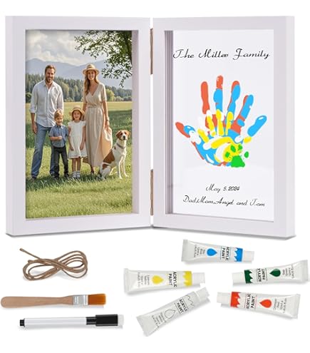 Kit Impronte Mani Famiglia - Cornice In Legno Con Vernice Sicura - Regalo Baby Shower - Foto 4