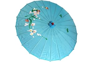 AAF Nommel ® Sonnenschirm 003, Dekoschirm aus Kunstfaser, wasserfest in blau aus Bambus