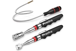 3PCS Kit d'Outils Magnétiques Télescopiques,Preciva 16LB Gadget Magnétique，8LB LED Rétractable Outil Magnétique，60CM 1LB Flexible Magnetic Pick Up Tools