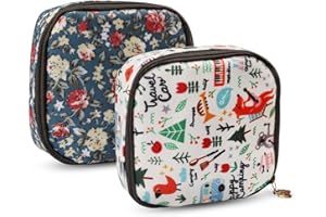 TUCIYKE Porta Assorbenti da Borsa,2 Pezzi Portatile Borsa Porta Assorbenti da Borsa con Cerniera 12 * 12cm Porta Sacchetti Igienici per Assorbenti per Donne,Donna,Ragazze(Floreale)