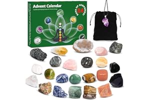SAKMILU Advent Calendar 2023 Crystals and Gemstones-24 Days Christmas Countdown with Chakra Stones Healing Crystals Set,Christmas Gifts for Women Girls Boys&Beginners to Learning,Collection,Yoga,Meditation