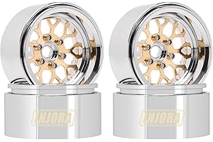 INJORA - Jantes Beadlock ModuWheel 1.9" en Laiton et Aluminium à Déport Négatif de -9,65mm pour Amélioration des RC Crawlers 1/10 (1904SR)