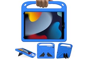GOZOPO Etui dziecięce do iPada 9. generacji, (model 9. / 8. / 7. generacji, iPad 9/8/7 - 10,2 cala 2021 / 2020/2019) - lekkie i odporne na wstrząsy etui z uchwytem (niebieskie)