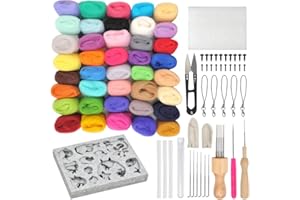 WOWOSS 40 Farben Filzwolle Set mit Filzwolle Werkzeug, Nadelfilz Wolle Set Filzwolle Märchenwolle Werkzeug Filznadeln DIY Starter Kits für Kinder und Familien Nadel DIY Anfänger