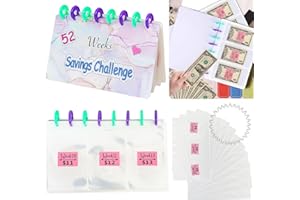 SUNWUUN 52 Week Money Saving Challenge Binder,Envelope Challenge Binder,Savings Binder,Money Saving Wallet,Money Saving Binder,Budget Book Binder