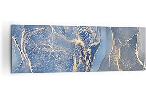 ARTTOR Quadro su Tela 160x50cm Stampe da Parete Oro blu vernice Grandi XXL Decorazione Murale Camera da Letto Cucina 1 pezzo Quadri Moderni Soggiorno Grafica Immagini Wall Art Canvas AB160x50-5029
