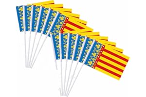 Durabol 12PCS Bandera de Mano de Valencia Comunidades autónomas de España (20X30CM) (Valencia)