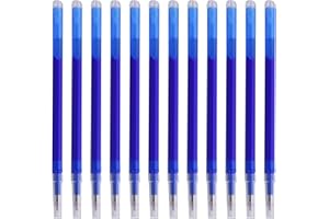PKCHYE Pióro kulkowe kompatybilne z Pilot Frixion, 12 sztuk, możliwość ścierania, atrament termoczuły, wymienny, niebieski, 0,7 mm