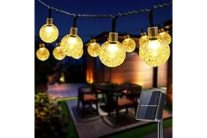 Guirnaldas Luces Exterior Solar, Viflykoo Total de 50 LED Cadena de Bola Cristal Luz, IP65 Lmpermeable, Guirnalda Solar LED Bola de Cristal Luces Decoracion para Hogar, Jardín, Arboles, Patio,Bodas