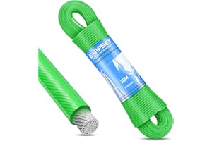 ‎E-RFSEY 30m Wäscheleine mit Stahlkern Draußen,Schwerlast Extra Starke Wäscheleinen mit Einer Tragfähigkeit von 120kg,Rostfrei und Wasserdicht Wäschelseil für Garden Grün…