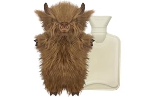 BSEICAL Wärmflasche mit Bezug 1L, Tier Wärmflasche Kinder, Gummi Wärmflaschen mit Kuschelig Bezug, Plüsch Wärmflaschen Ochse für Bauch Hand Fuß Körper Warmhalten, Hot Water Bottle Zur Reinigung Abnehmbar