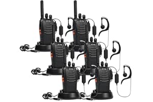 Walkie Talkie PMR446 lizenzfreies Zwei-Wege-Funkgerät, pofung PT88E 16 Kanäle Professionelle wiederaufladbare Walkie Talkies mit großer Reichweite mit USB-Ladestation und Hörmuscheln Schwarz 6 Stück