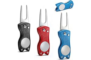 VOSSOT Set de 3 Herramientas Repara Divot Golf Plegables,Accesorios Golf en Acero Inoxidable con Diseño Compacto,Ideal para Green, Marcar Bola y Regalo para Golfistas