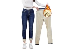 Merlvida Thermo Jeans damskie dżinsy z wysokim stanem, z podszewką ze stretchu, termiczne, push-up, ciepłe, zimowe, z polarem