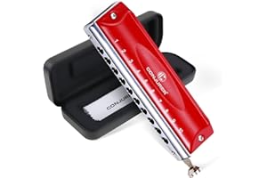 CONJURER Armónica Clave de Do, Armónica de Blues Diatónica de 10 Agujeros y 20 Tonos con Estuche, Arpa de Boca para Principiantes, Adultos, Niños, Profesionales, Estudiantes, Amigos, Regalos (Rojo)