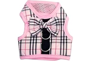 PRETTY PAMPERED PETS UK XXXS XXS XS Tiny Teacup Chihuahua Puppy Dog Harness for TINY Teacup Miniature Breeds Kitten Yorkie Maltese Terrior Puppy Dogs (Pink Tartan, Size 3: XS/Small)
