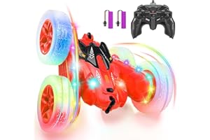 SGILE Macchina Telecomandata, Auto Acrobatica con luci a LED, 2,4 Ghz Doppio Lato Capovolgimenti 360° Macchina Radiocomandata per Bambini, Regalo di Compleanno per Ragazzi e Ragazze, Rosso