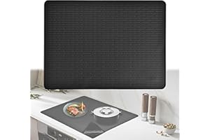 CHSG Copri Piano Induzione, 71x51cm, Tappetino Protettivo Per Piano Cottura a Induzione In Silicone, Pad Protezione Multifunzionale, Lavabile e Resistente Al Calore, Facile Da Pulire(Nero)