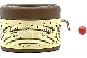 ESDEMUSICA BY ROCÍO Caja de música marrón decorada con escritura musical y la melodía El lago de los cisnes