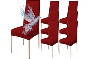 Poligino Housse de Chaise 6 pièces Imperméables, Housse de Chaise Salle à Manger, Housse Chaise Extensible, Universel, Facile à Installer, Facile à Nettoyer (Bordeaux,6 pièces)