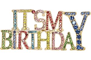 LynixTrade Its My Birthday Badge, Shiny Birthday Badge Girl Boy, Colorful Rhinestone Birth Day Badges for Adults, Hollowed Out Teenager Birth Day Decorations