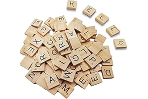 LoengMax 200 Wooden Alphabet Tiles - Scrabble Letters for Crafts and DIY Wood Gift Decoration