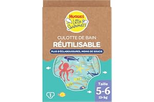 HUGGIES Little Swimmers MAXIPACK - Couches de bain pour bébé Taille 5/6 (13kg et +) - premières baigandes - protège sans gonfler - barrière anti-fuite - ceinture extensible ajustée