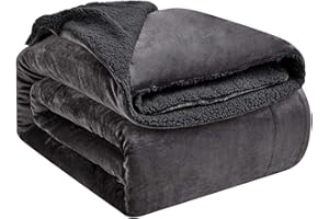 Hansleep Coperta Pile Matrimoniale Maxi Invernale, Plaid Letto Coperte Pile Sherpa Calda Morbida, King 230x270 Grigio Scuro
