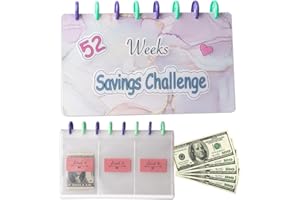 Classeur de défi Prefdo réutilisable avec enveloppes de trésorerie, couverture givrée pour défis d'économies d'argent, planificateur budgétaire pour 52 semaines