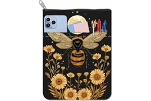 CRASPIRE Bee Book Covers Flower Book Sleeve Book Protector for Paperbacks Washable Fabric Cloth Book Cover with Zipper and Extra Sleeve Pocket for Book Lovers Classmate Gifts