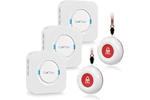 CalltoU Notrufknopf für Senioren Senioren Notruf Hausnotruf SOS Alarm Notruf Knopf 500 Fuß Im Offenen Bereich für Pflegebedürftige Geduldig Älterer (2 Sender 3 Empfänger)