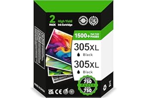 IKONK 305XL Ink Cartridges Black - 2X 750+ Pages, Replacement for Original HP 305 Black Ink Cartridges, Printer Ink 305 XL for HP DeskJet 2800e 2810e 2820e 2700 2710e Plus 4100 4120 Envy 6000 6020e